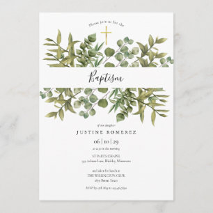 Woodland Eucalyptus Greenery Baptism Christening Kaart