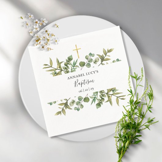 Woodland Eucalyptus Greenery Baptism Christening Servet