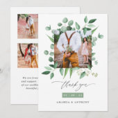 Woodland Eucalyptus Greenery Wedding Photo Collage Bedankkaart (Voorkant / Achterkant)