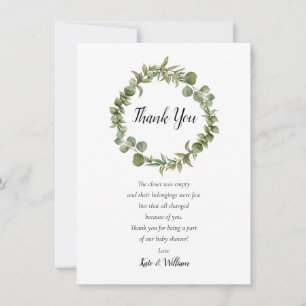 Woodland Eucalyptus groen Baby shower gedicht Bedankkaart
