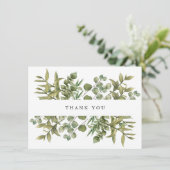Woodland Eucalyptus groen bruiloft dank u Bedankkaart (Staand voorkant)