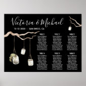 Woodland Evening Branch Mason Jars Seating Chart Poster (Voorkant)