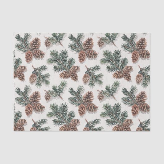 Woodland Evergreen and Pinecone Tissuepapier (Voorkant)