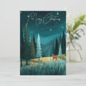Woodland Evergreen Forest Holiday Scene Feestdagenkaart (Staand voorkant)