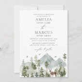 Woodland Evergreen Mountains bruiloft uitnodiging (Voorkant)