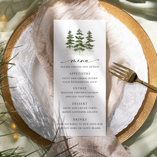 Woodland Evergreen Wedding Menu