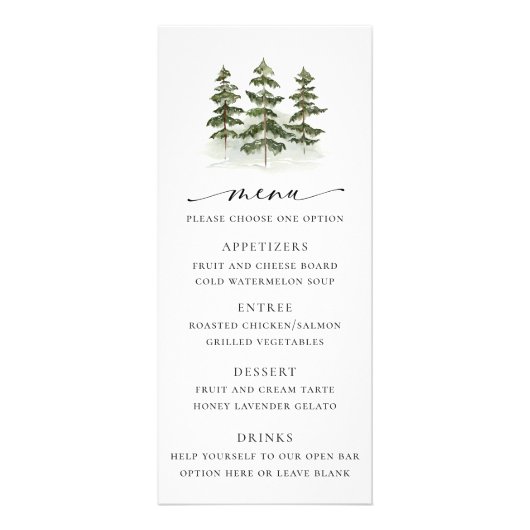 Woodland Evergreen Wedding Menu (Voorkant)