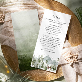 Woodland Evergreen Wedding Program Kaart