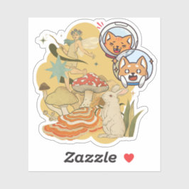 Woodland Fairy & Astro Pets: Groovy Mushroom Avont Sticker