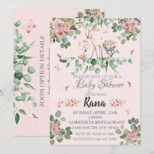 Woodland Fairy Baby shower Invitation Kaart