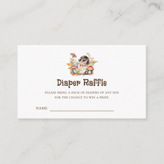 Woodland Fairy Baby shower Luier Raffle Tickets Informatiekaartje (Voorkant)