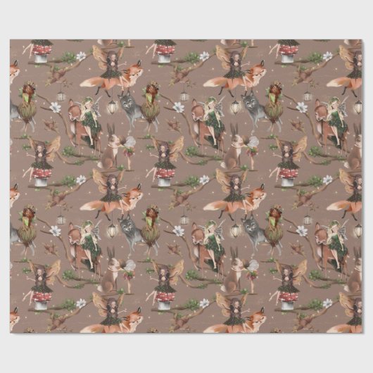 Woodland Fairy Birthday Baby shower Cadeaupapier (Vlak)