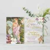 Woodland Fairy Birthday Invitation Waterverf Kaart (Staand voorkant)