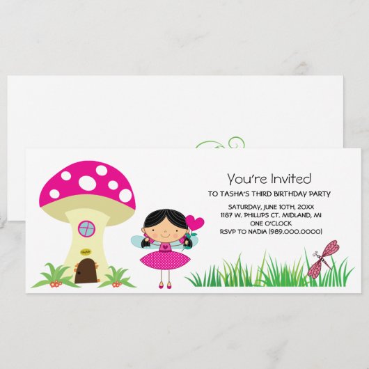 Woodland Fairy Birthday Party Invitations Kaart (Voorkant / Achterkant)
