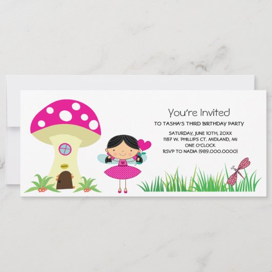 Woodland Fairy Birthday Party Invitations Kaart (Voorkant)
