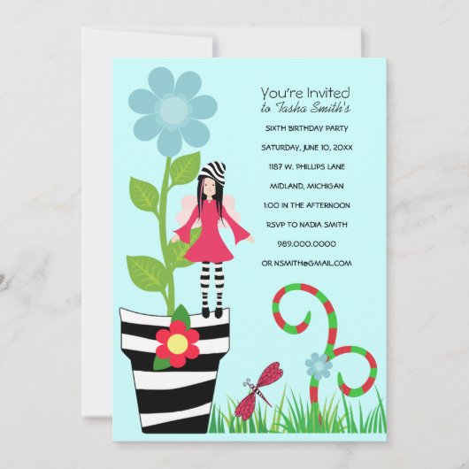 Woodland Fairy Birthday Party Invitations Kaart (Voorkant)