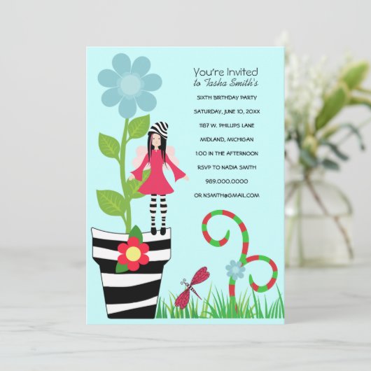 Woodland Fairy Birthday Party Invitations Kaart (Staand voorkant)