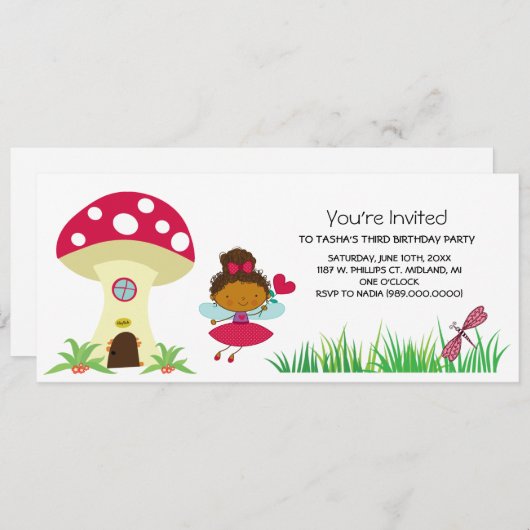 Woodland Fairy Birthday Party Invitations Kaart (Voorkant / Achterkant)