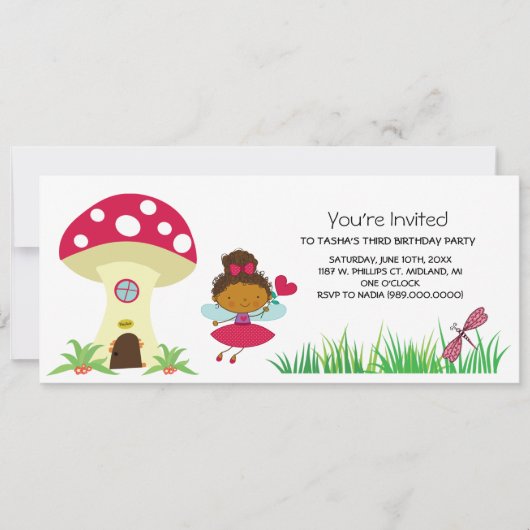 Woodland Fairy Birthday Party Invitations Kaart (Voorkant)