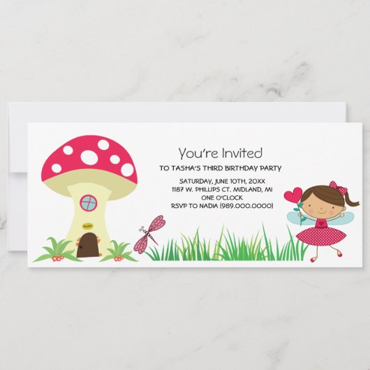 Woodland Fairy Birthday Party Invitations Kaart (Voorkant)