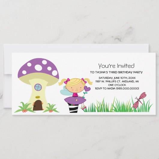 Woodland Fairy Birthday Party Invitations Kaart (Voorkant)