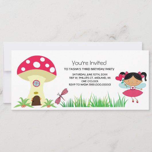 Woodland Fairy Birthday Party Invitations Kaart (Voorkant)