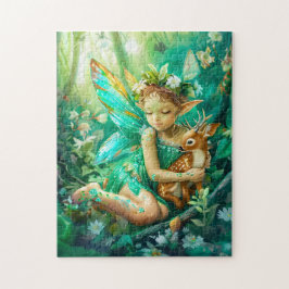 Woodland Fairy en nieuwsgierige Fawn Legpuzzel