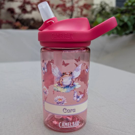 Woodland Fairy Frog & Water Lily Kinder naam Waterfles