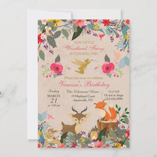 Woodland Fairy Invitation Kaart (Voorkant)