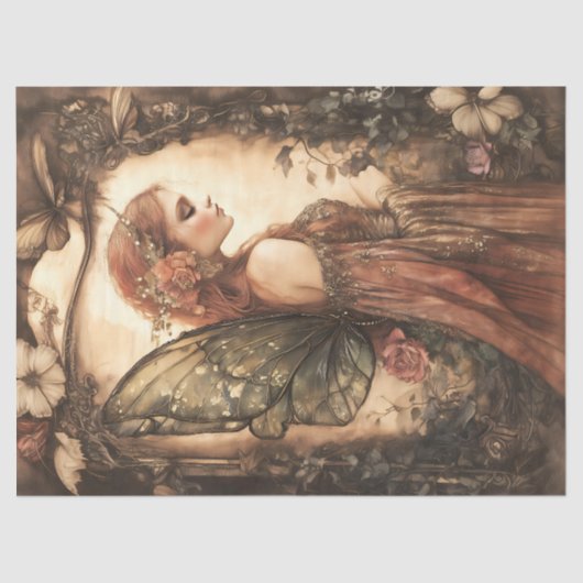 Woodland Fairy met Rozen Decoupage Tissuepapier (Voorkant)