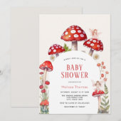Woodland Fairy Mushroom Baby shower Invitation Kaart (Voorkant / Achterkant)