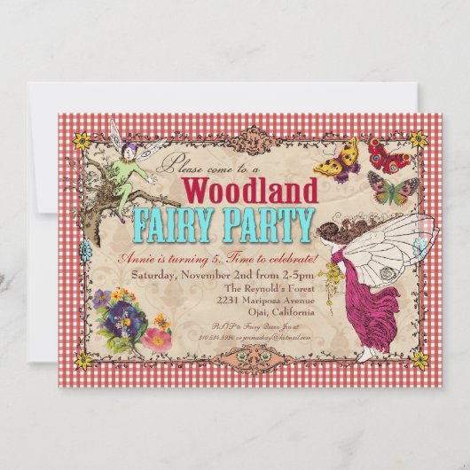 Woodland Fairy Party Invitation Kaart (Voorkant)