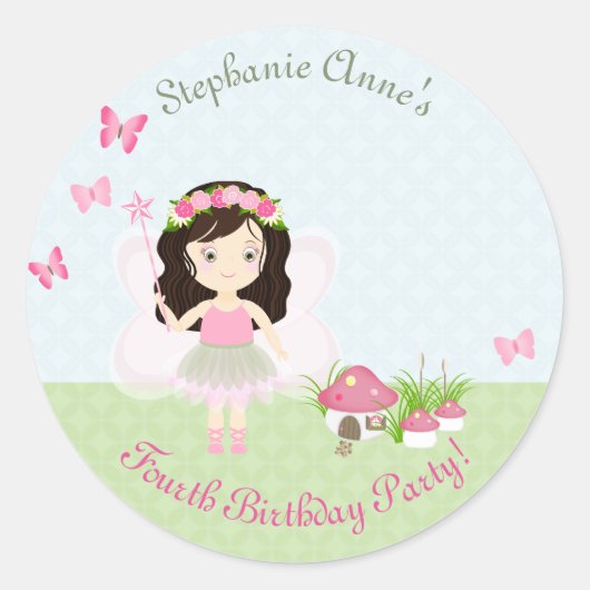 Woodland Fairy Princess Ronde Sticker (Voorkant)