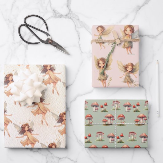 Woodland Fairy Prinses Toadstool Inpakpapier Vel (Voorkant)