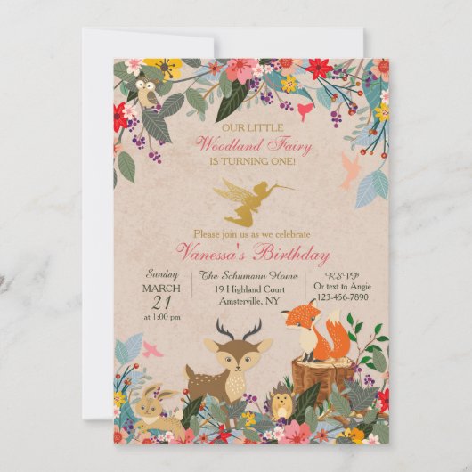 Woodland Fairy Simple Invitation Kaart (Voorkant)
