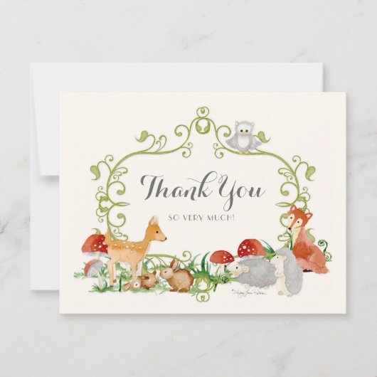 Woodland Fairy Tale Baby shower Dank u wel Bedankkaart (Voorkant)