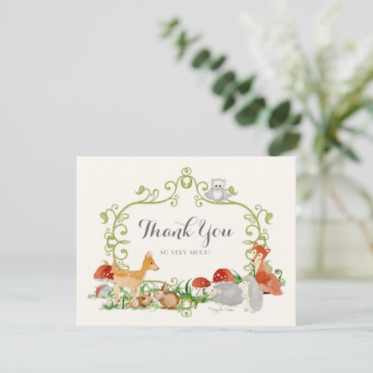 Woodland Fairy Tale Baby shower Dank u wel Bedankkaart (Staand voorkant)