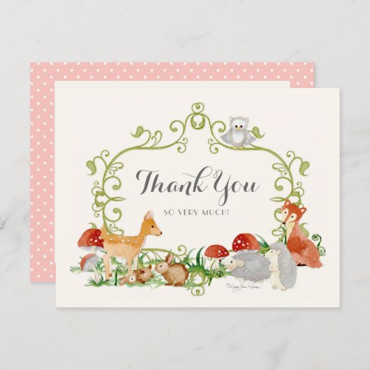 Woodland Fairy Tale Baby shower Dank u wel Bedankkaart (Voorkant / Achterkant)