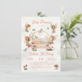 Woodland Fairy Wieg Cradle Baby shower Kaart (Staand voorkant)