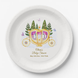Woodland Fairytale Princess Carriage Baby Shower Papieren Bordje