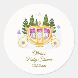Woodland Fairytale Princess Carriage Baby Shower Ronde Sticker
