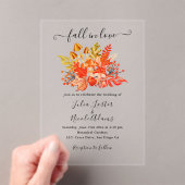 Woodland Fall Mushroom Wildflower Wedding Acryl Uitnodigingen (Insitu (Draagbaar))
