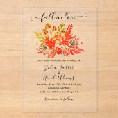 Woodland Fall Mushroom Wildflower Wedding Acryl Uitnodigingen (Voorkant)