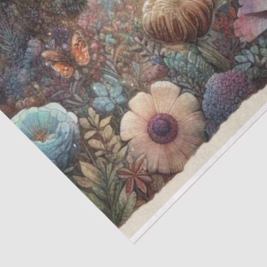 Woodland Fantasy Bloem Eenhoorn Decoupage Tissuepapier (Detail)