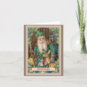 Woodland Father Christmas Gevouwen Vakantie Kaart
