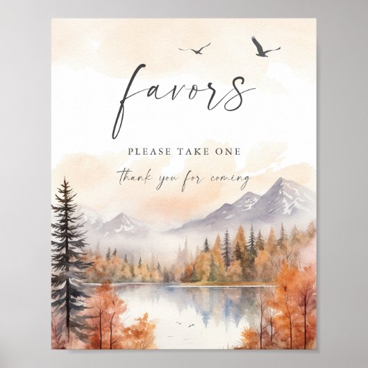 Woodland Favor Sign Rustiek Baby shower Bruiloft Poster (Voorkant)