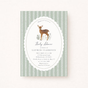 Woodland Fawn, baby shower met zachte groene achte Kaart