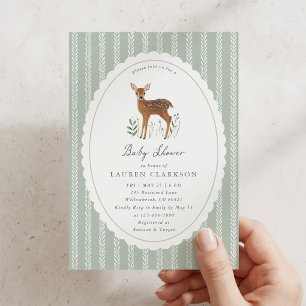 Woodland Fawn, baby shower met zachte groene achte Kaart