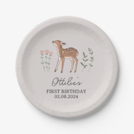 Woodland Fawn Flowers Birthday Papieren Bordje
