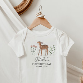 Woodland Fawn Flowers Birthday Romper